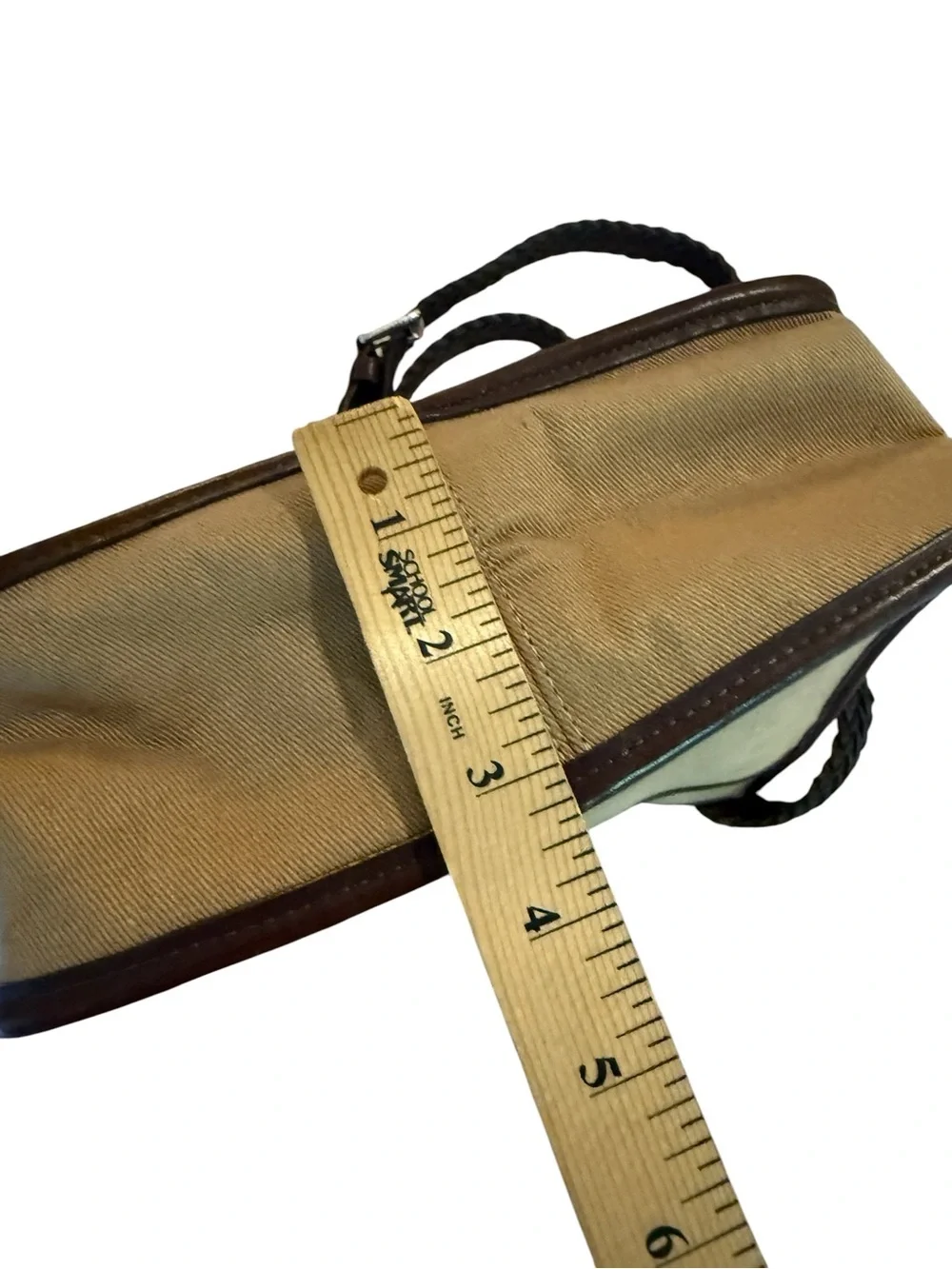 Brighton Vintage Canvas Leather Crossbody Bag Brown Heart Charm Y2K